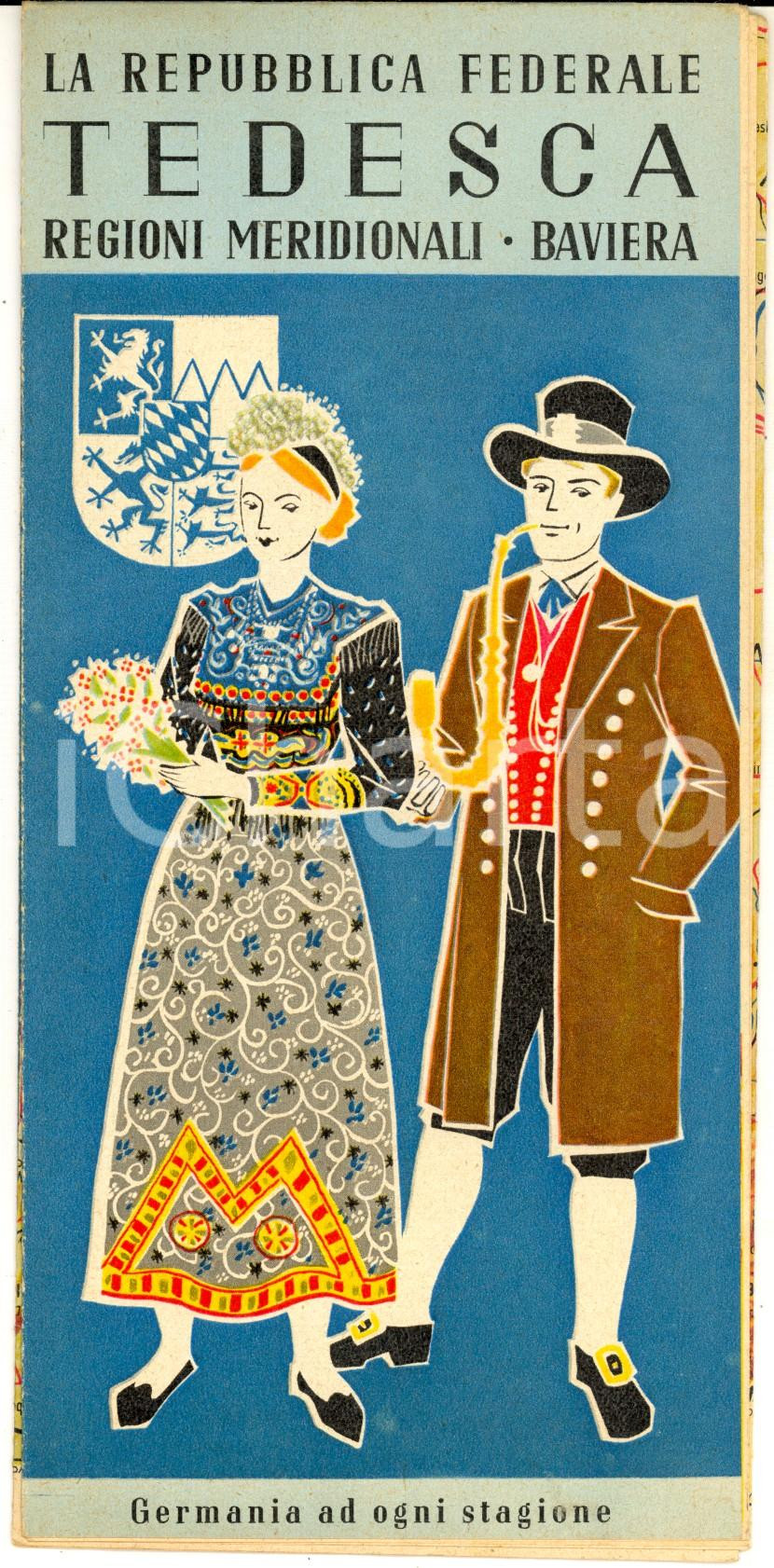 Materiale pubblicitario d’epoca 1955 REPUBBLICA FEDERALE TEDESCA  Regioni meridionali  BAVIERA Pieghevole 1