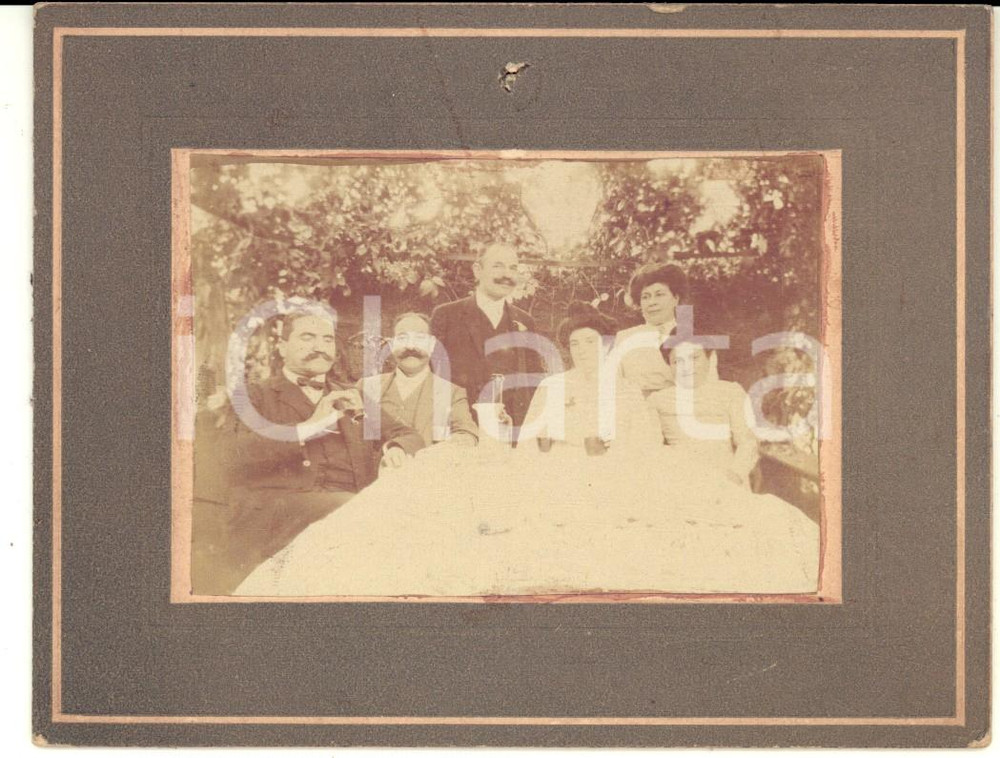 Fotografia d epoca originale 1909 FAGNANO OLONA Famiglie PISELLI  PIZZORNO a colazione  Foto 13x10 cm 1