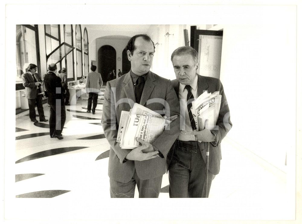 Fotografia d epoca originale 1986 MILANO Convegno POLITEIA  Enzo TORTORA con Bruno PELLEGRINO Foto 1