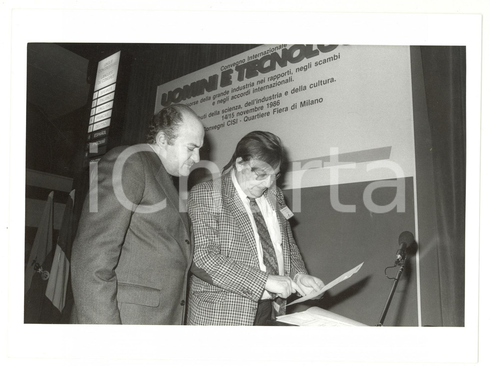 1986 (Ristampa 1990) MILANO Carlo RUBBIA con Giuseppe DE RITA *Foto 24x18