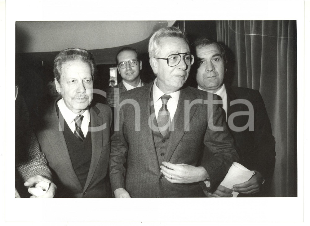 Fotografia d epoca originale 1990 ca SIRMIONE Convegno DC  Arnaldo FORLANI  Flaminio PICCOLI Foto 24x18 cm 1
