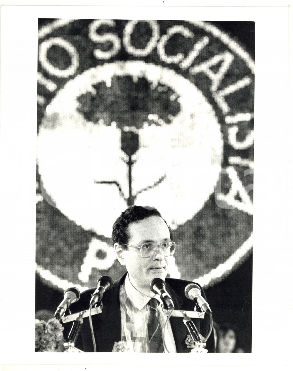 Fotografia d epoca originale 1990 ca ROMA Congresso PSI  Discorso di Ugo INTINI Foto ARTISTICA 20x25 cm 1