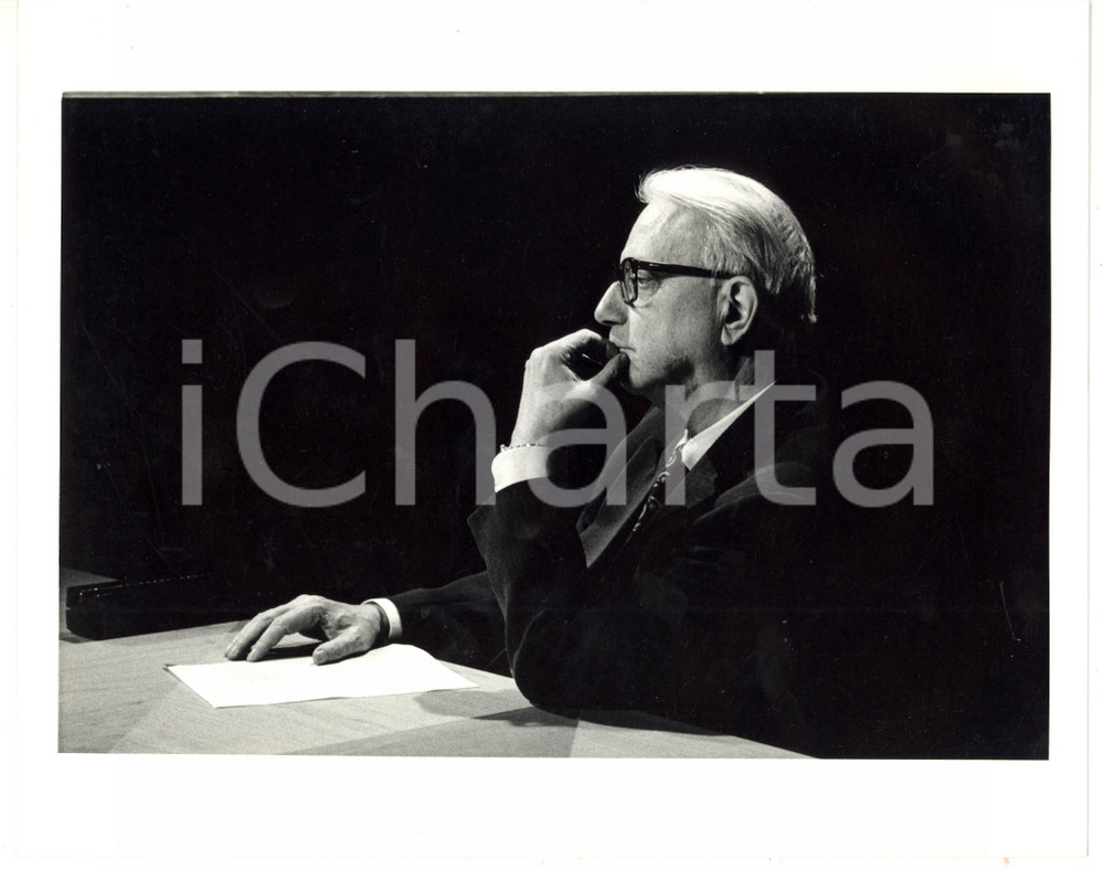 1985 ca RAI Ritratto del giornalista Enzo BIAGI (1) *Fotografia VINTAGE 25x20 cm