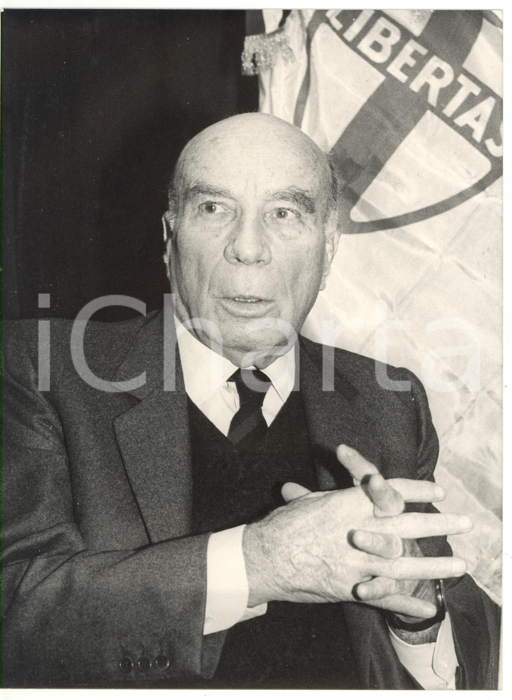 1989 MILANO Convegno DC - Ritratto di Guido CARLI - Fotografia 18x24