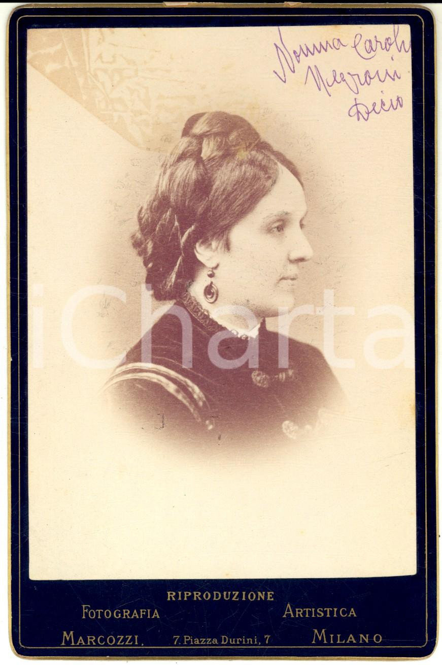 1885 ca MILANO Ritratto nobildonna Carola NEGRONI DERIO - Foto MARCOZZI 11x16