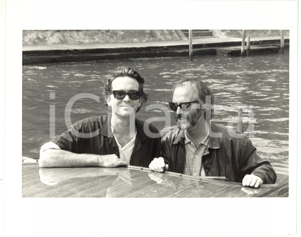 1987 VENEZIA Mostra del Cinema - Alan RUDOLPH e Timothy HUTTON in motoscafo FOTO