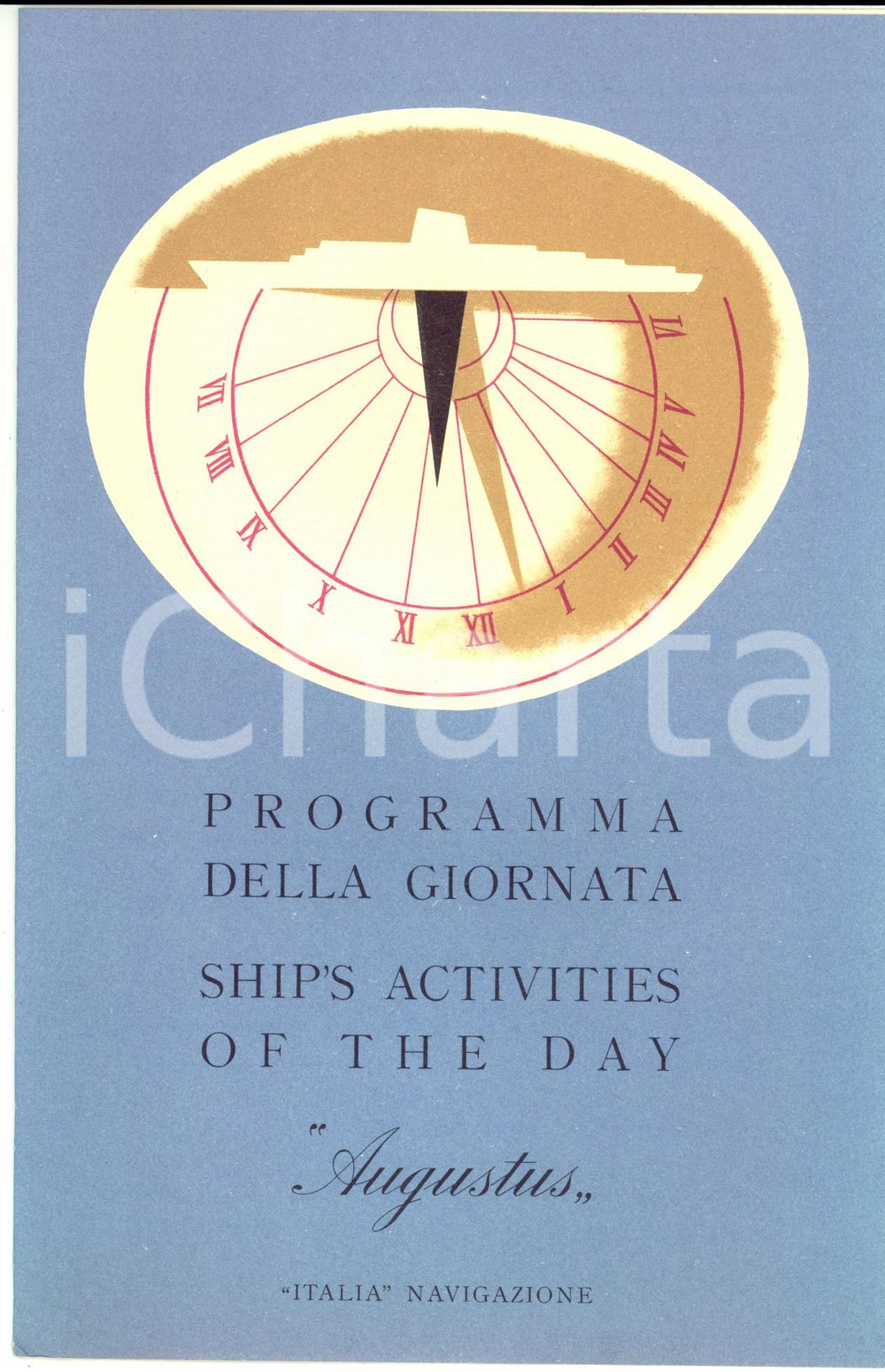 1958 ITALIA NAVIGAZIONE - T/N AUGUSTUS Programma giornata "Capodanno sul mare"