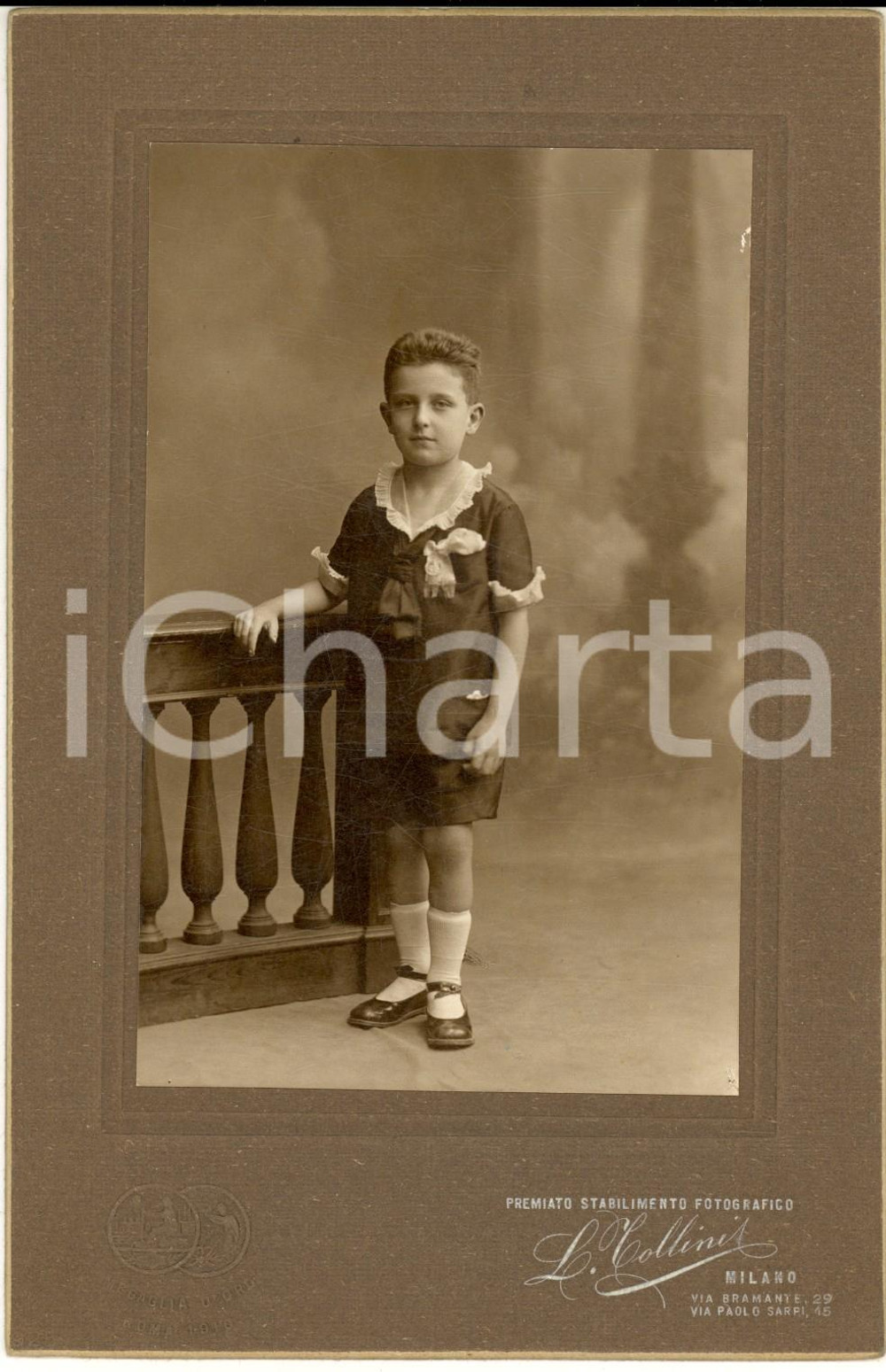 1915 ca MILANO Ritratto di bambino alla Prima Comunione *Foto L. TOLLINI 12x19