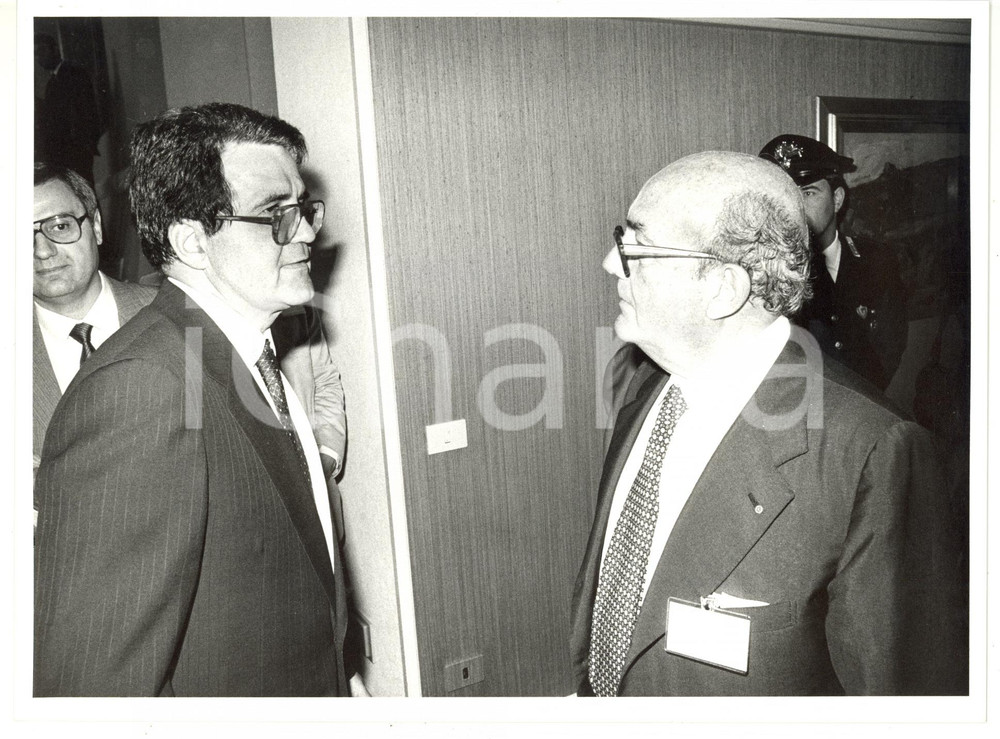 1990 ca ROMA - IRI Alberto BOYER con Romano PRODI *Fotografia VINTAGE 24x18 cm