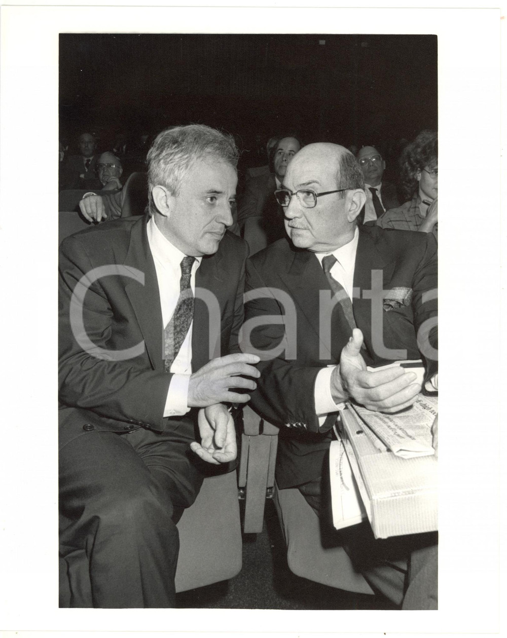 Fotografia d epoca originale 1987 MILANO  ICE Presidente Marcello INGHILESI con Massimo MANCINI Foto 20x25 1