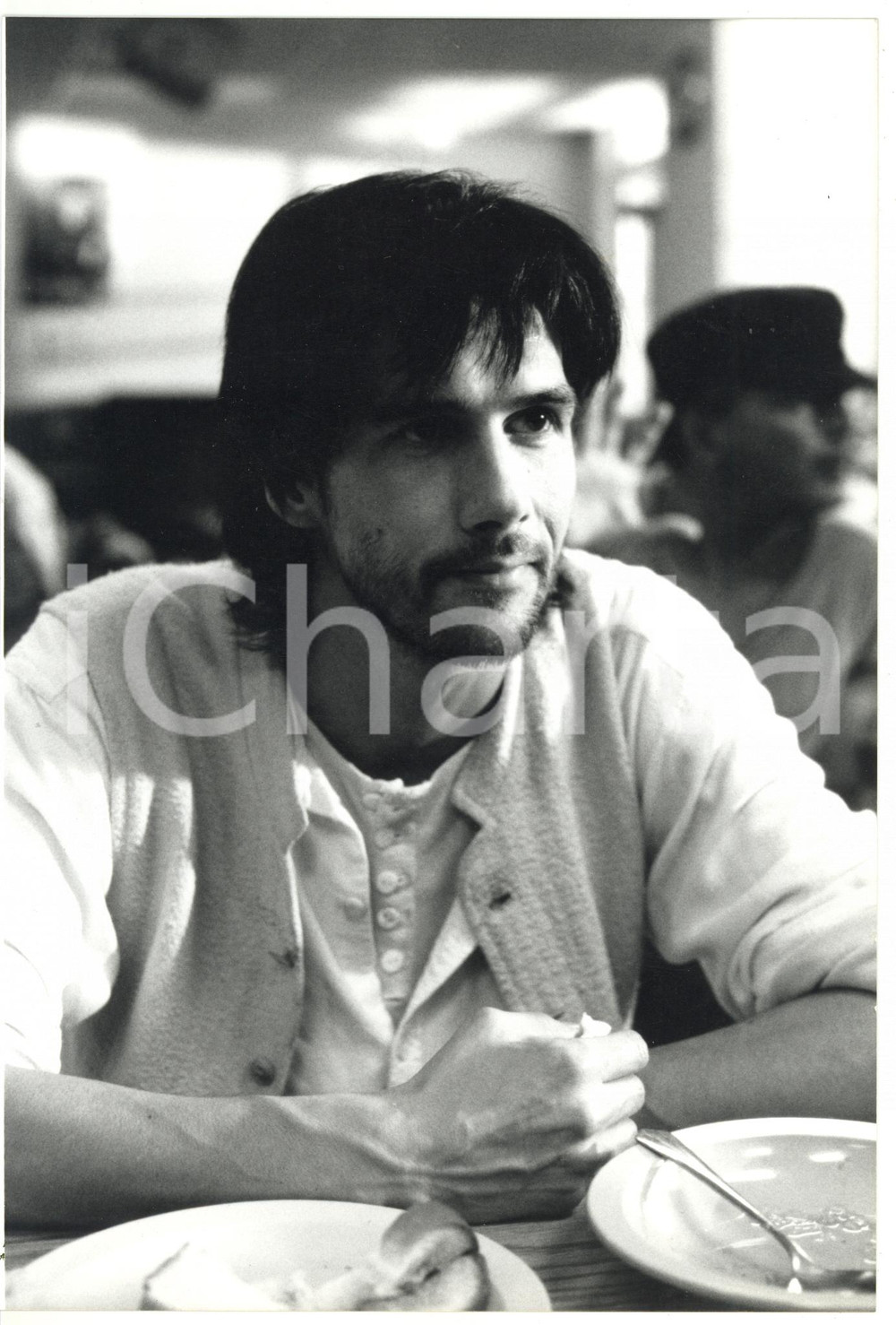 Fotografia d epoca originale 1989 CINEMA Lothaire BLUTEAU sul set del film Jéus de Montréal Foto 17x25 1