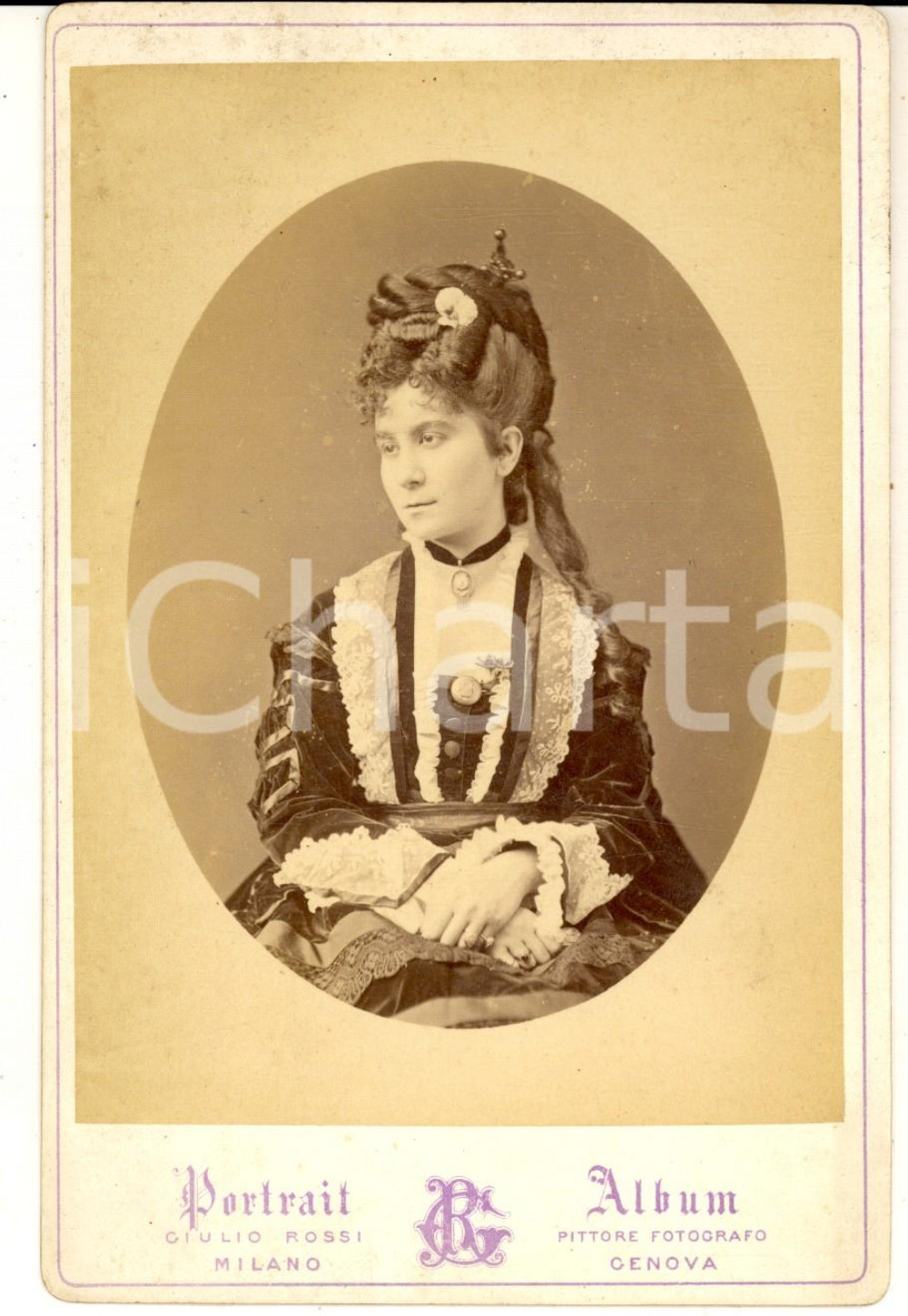 1880 ca MILANO Ritratto di nobildonna seduta *Foto Giulio ROSSI DANNEGGIATA