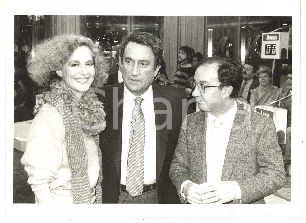 1990 ca FININVEST Loretta GOGGI - Emilio FEDE - Carlo TOGNOLI *Foto 24x18 cm
