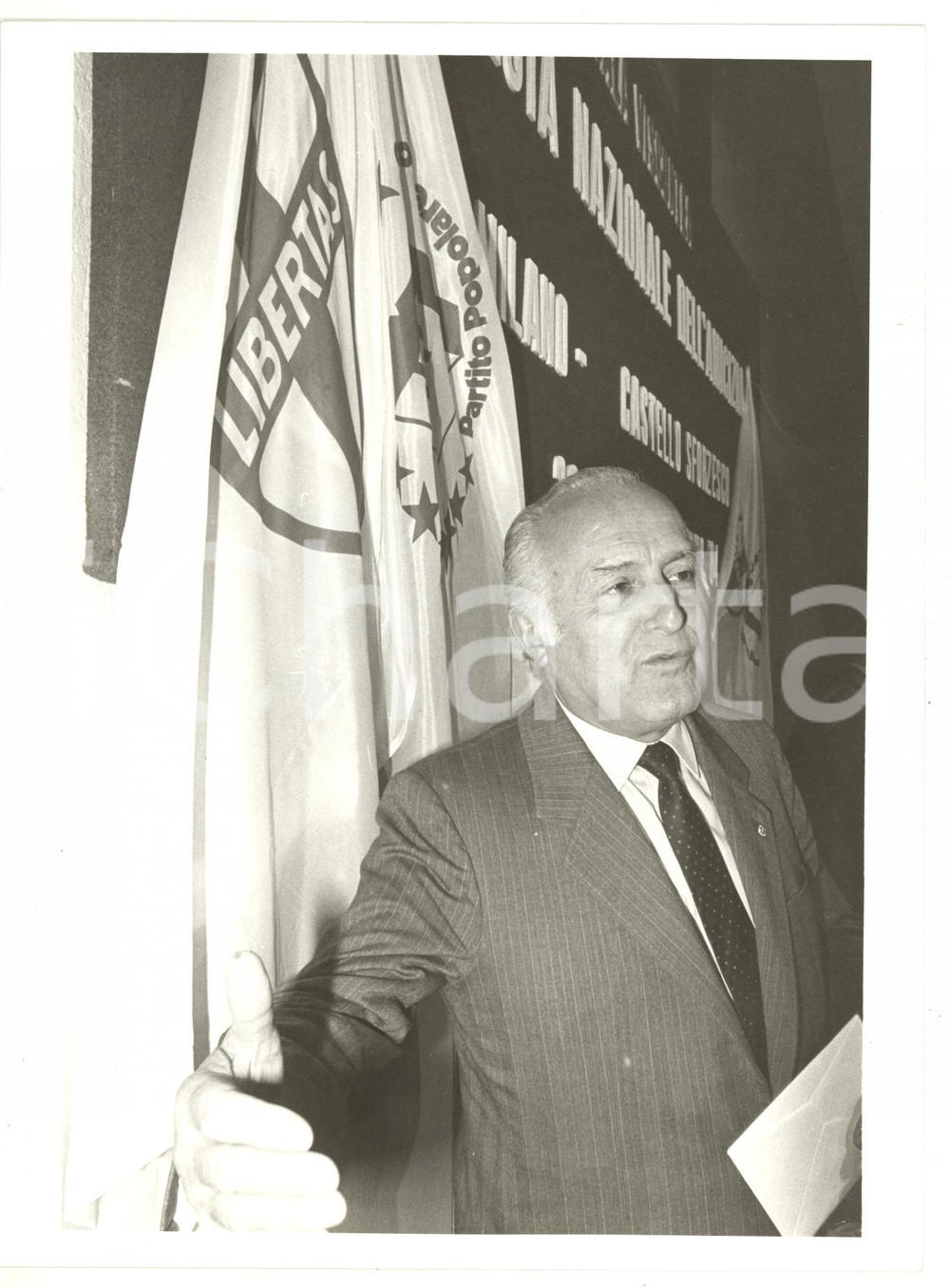 1984 MILANO - DEMOCRAZIA CRISTIANA Ritratto Oscar Luigi SCALFARO *Foto 18x24 cm