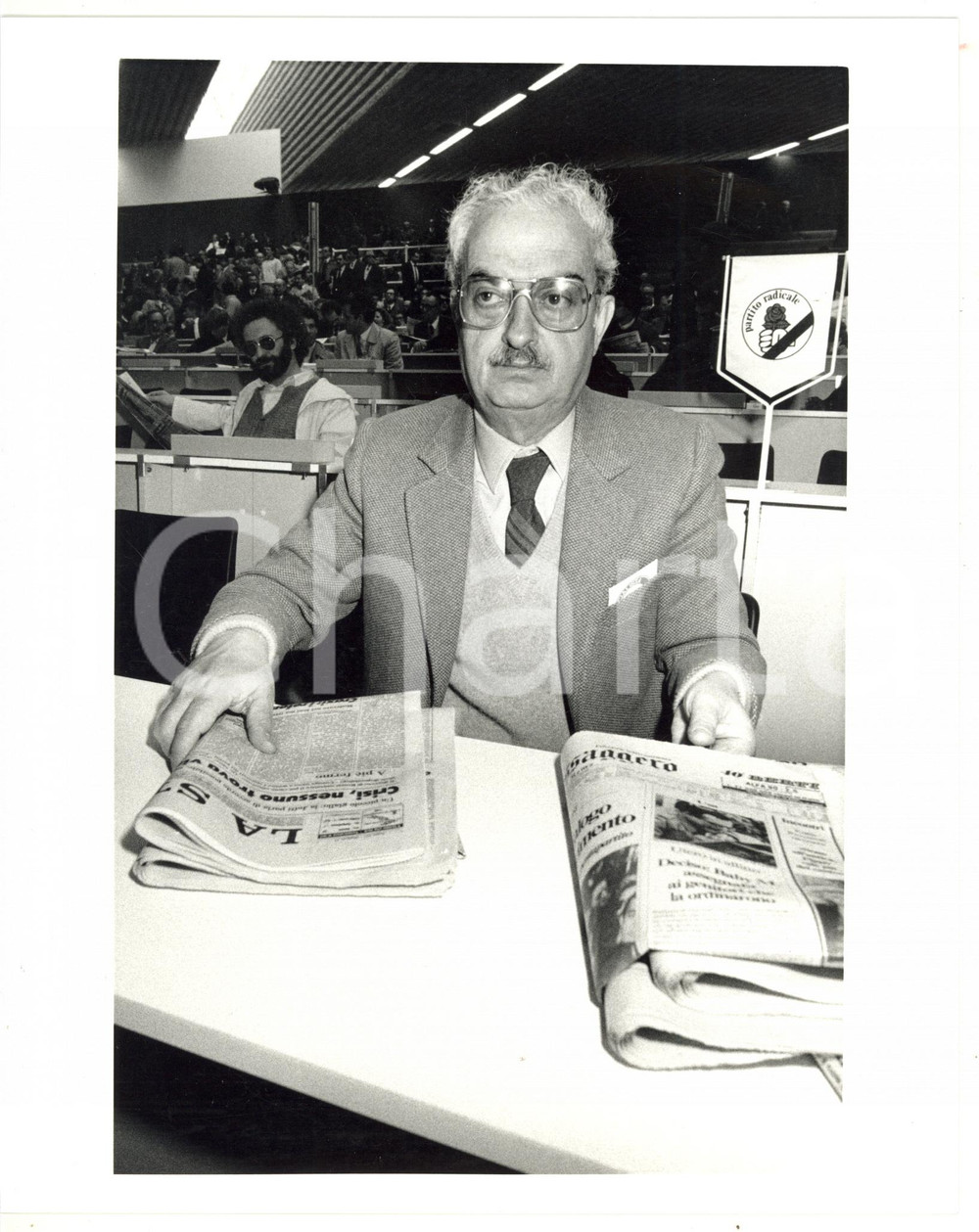 1990 ca PARTITO RADICALE Conferenza con Emanuele MACALUSO *Foto VINTAGE 20x25 cm