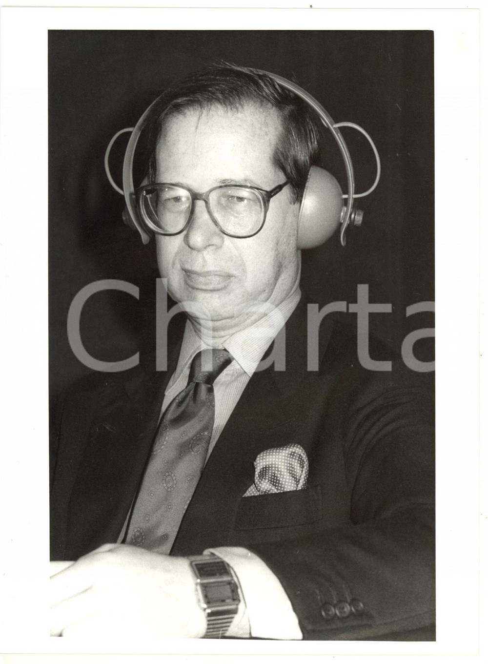 1986 MILANO Convegno POLITEIA - Ritratto Ronald DWORKIN *Foto VINTAGE 18x24 cm