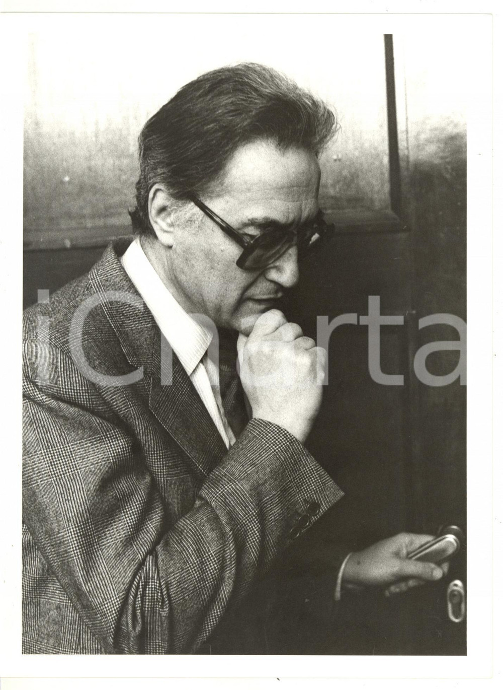 1985 ca MILANO Piero SCHLESINGER direttore Banca Popolare - Ritratto 18x24 cm