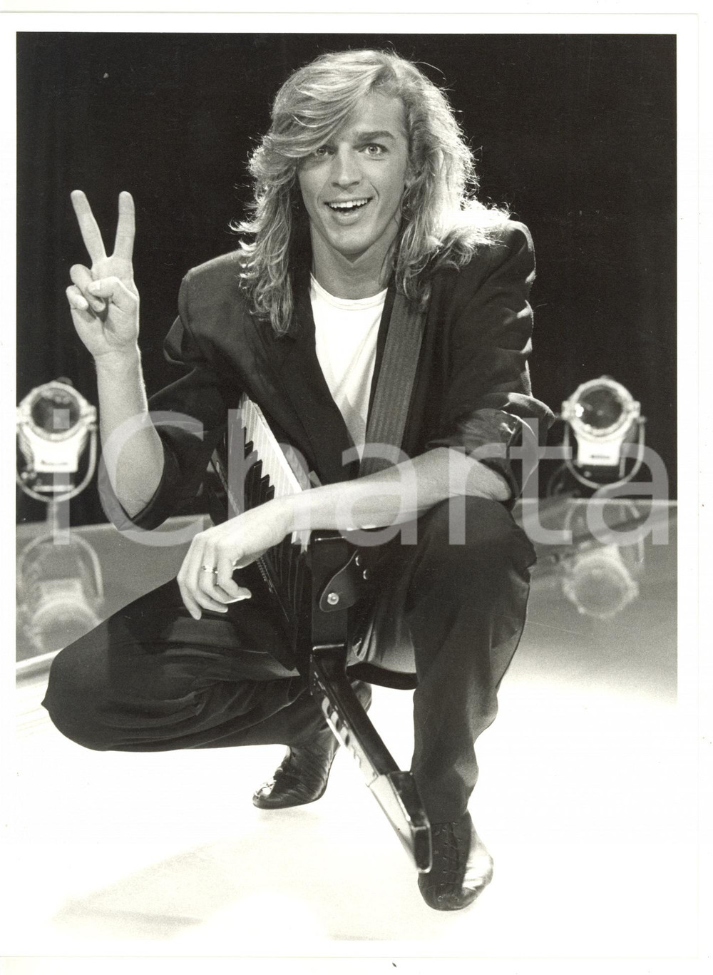 1985 ca MUSICA Ritratto del cantante croato Sandy MARTON *Foto VINTAGE 18x24