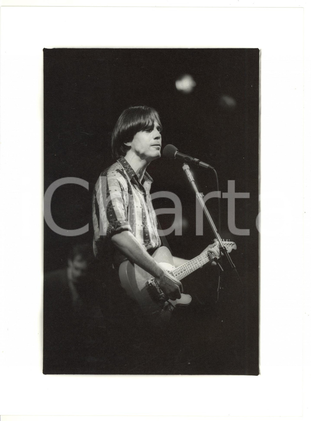 1990 ca MUSICA Cantante USA Jackson BROWNE sul palco - Foto VINTAGE 18x24 cm