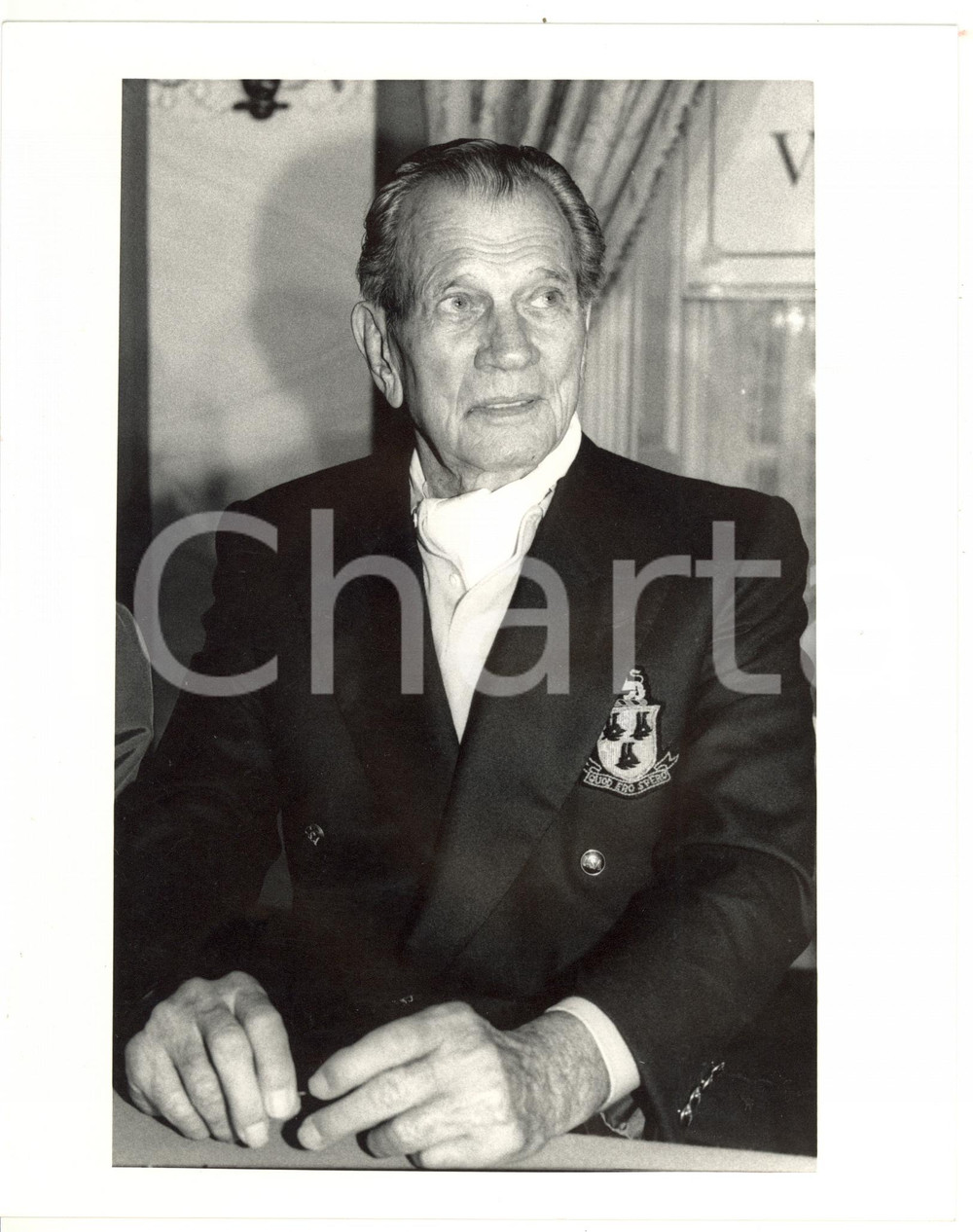 1988 CERNOBBIO Villa d'Este - Joseph COTTEN durante conferenza *Foto VINTAGE