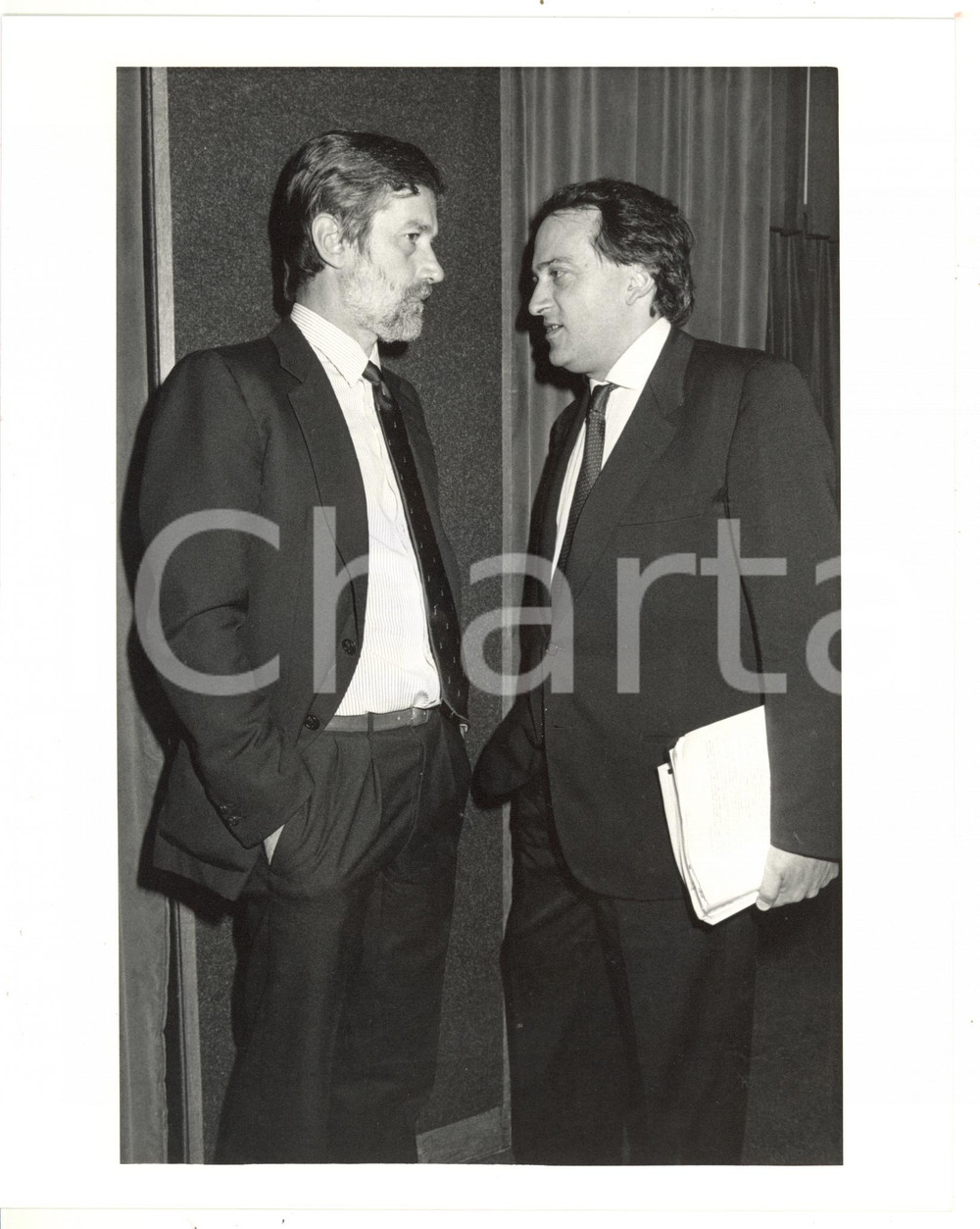 1985 ca CONFINDUSTRIA Carlo SCOGNAMIGLIO a colloquio con Luigi ABETE *Foto 20x25