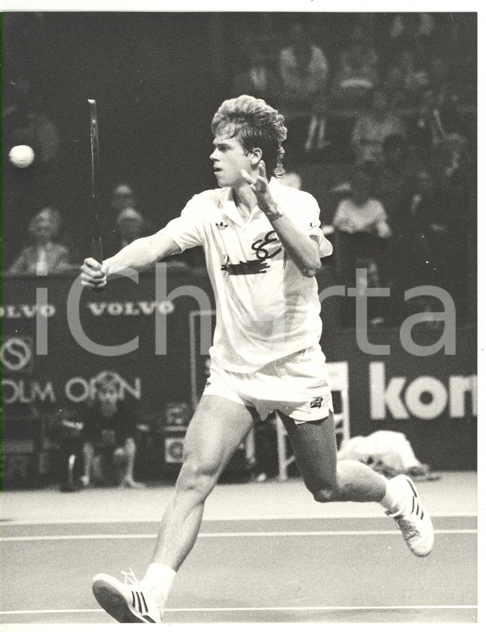 1987 COPPA DAVIS - TENNIS Stefan EDBERG in campo *Foto VINTAGE 18x23 cm