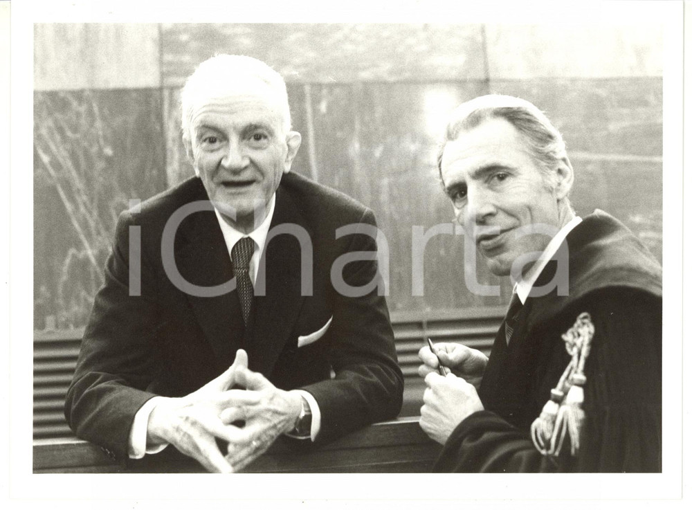 Fotografia d epoca originale 1985 ca TRIBUNALE MILANO Processo AMBROSOLI  Michele SINDONA Giampiero AZZALI 1