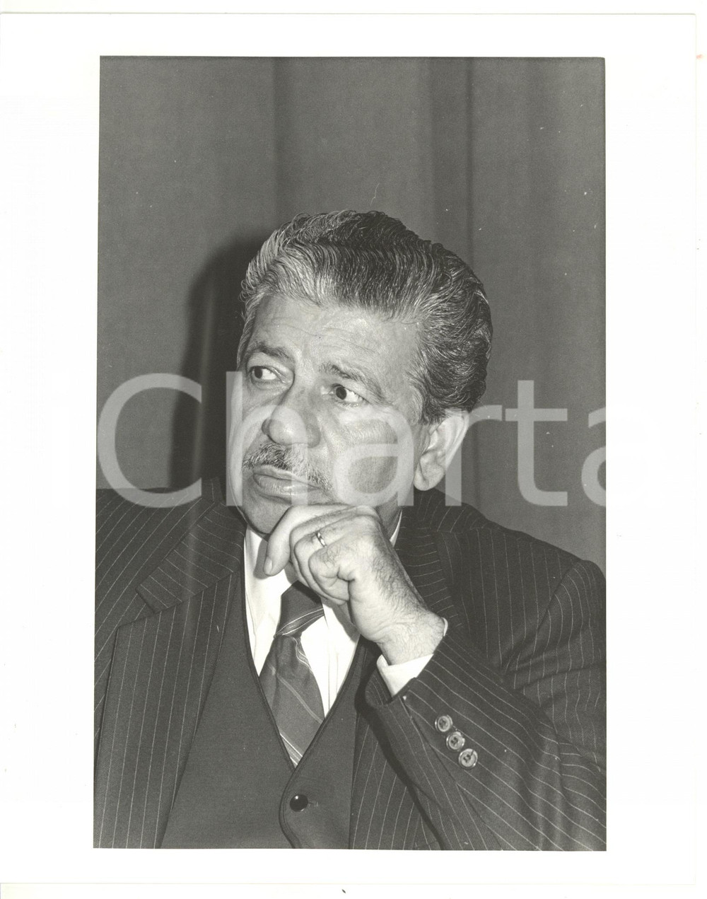 1985 ca POLITICA Ritratto Fayez Abu RAHMEH durante conferenza - Fotografia 20x25