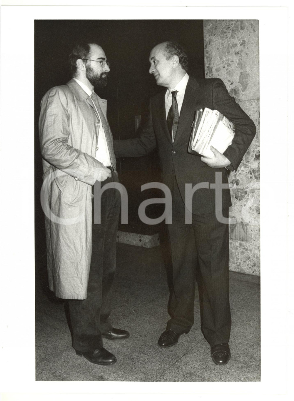 1985 MILANO Convegno Dc - Ciriaco DE MITA discute con Antonio BALLARIN - Foto