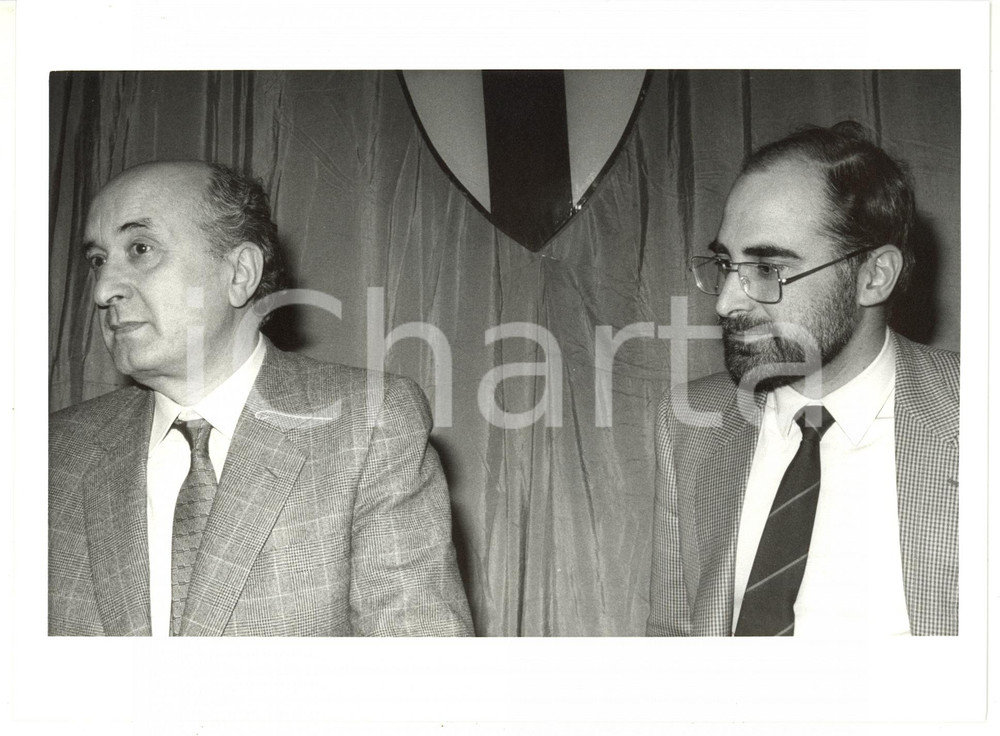 1985 ca MILANO Convegno Dc - Ciriaco DE MITA con Antonio BALLARIN *Foto 24x18 cm
