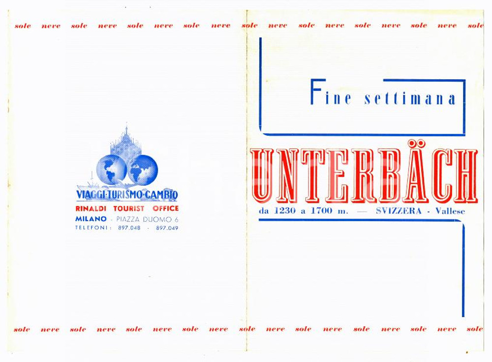 1955 UNTERBACH Weekend sulla neve *Pieghevole VTC Rinaldi Tourist Office MILANO