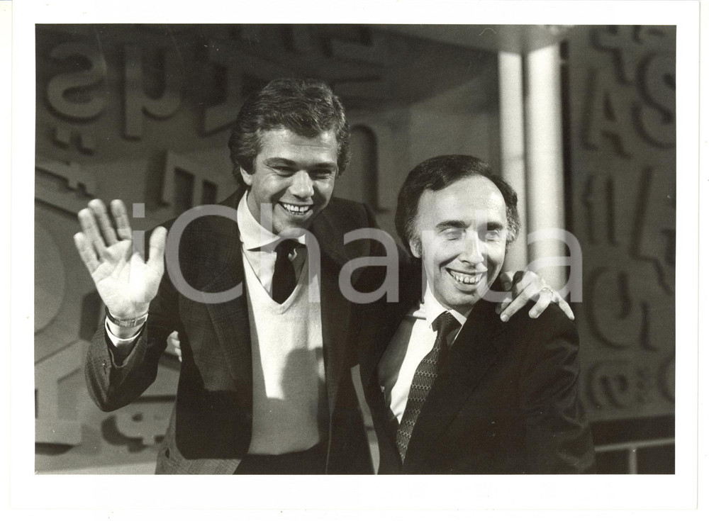1985 ca SUPERFLASH Cesare CADEO e Giorgio LAZZARINI in trasmissione *Foto 24x18