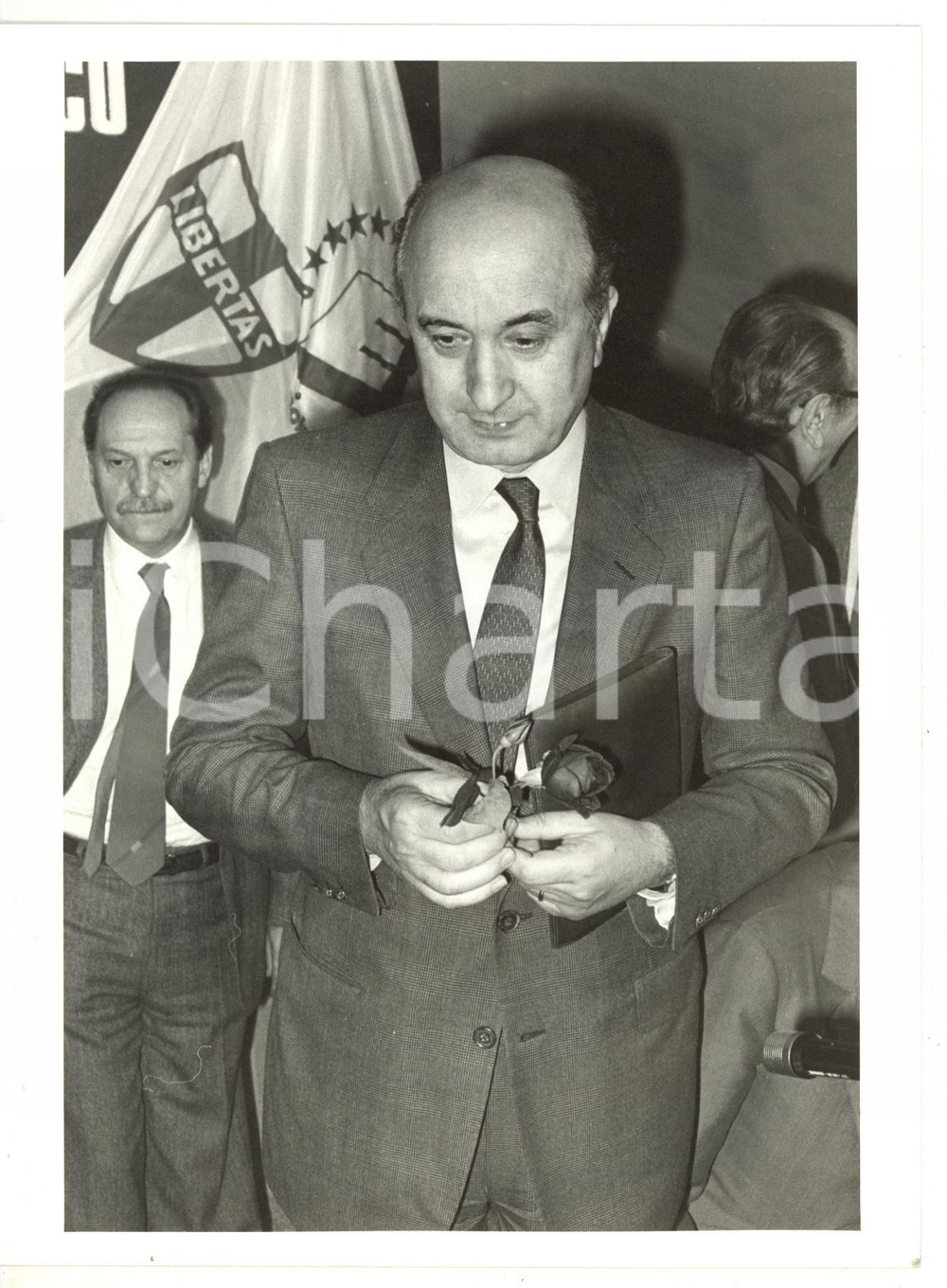 1985 ca MILANO Ciriaco DE MITA durante convegno DC *Fotografia 18x24 cm