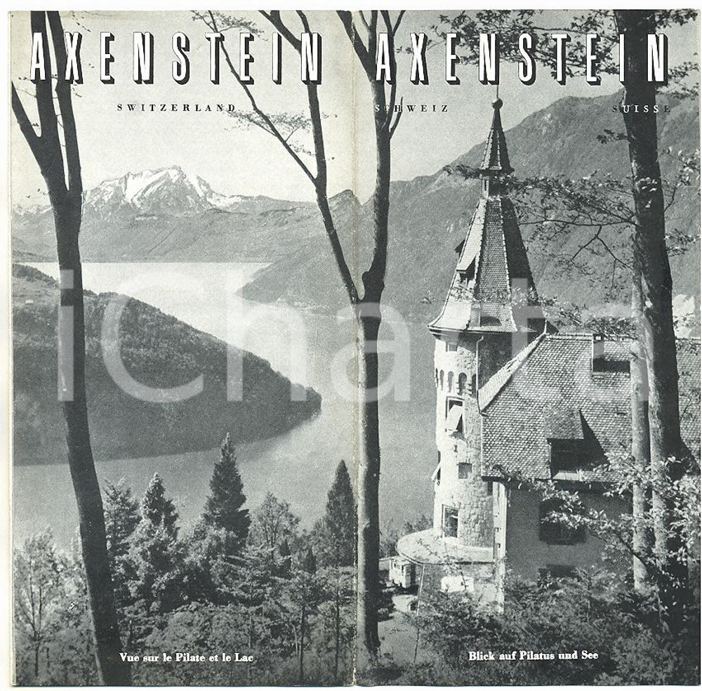 1950 ca AXENSTEIN (CH) Pieghevole turistico illustrato VINTAGE *10x21 cm