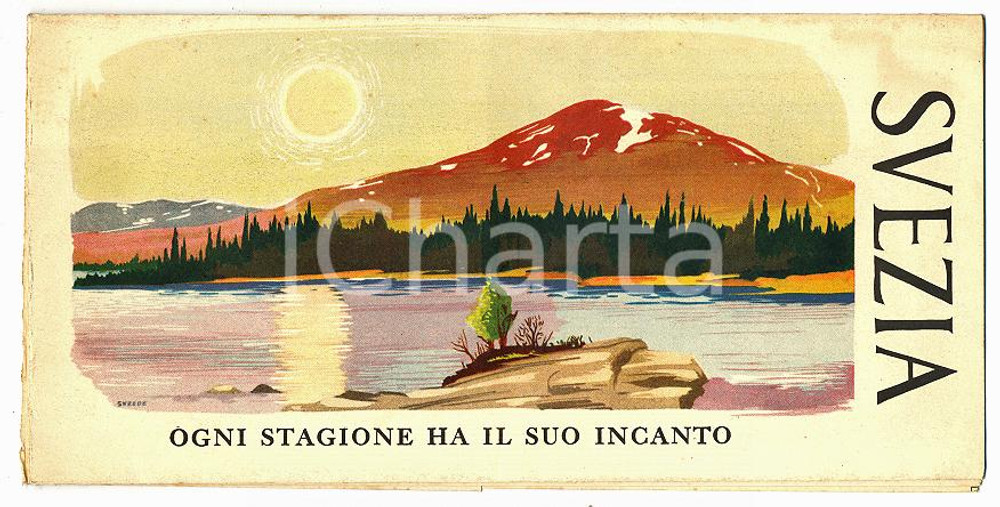 1960 ca SVEZIA Ogni stagione ha il suo incanto *Pieghevole illustrato VINTAGE
