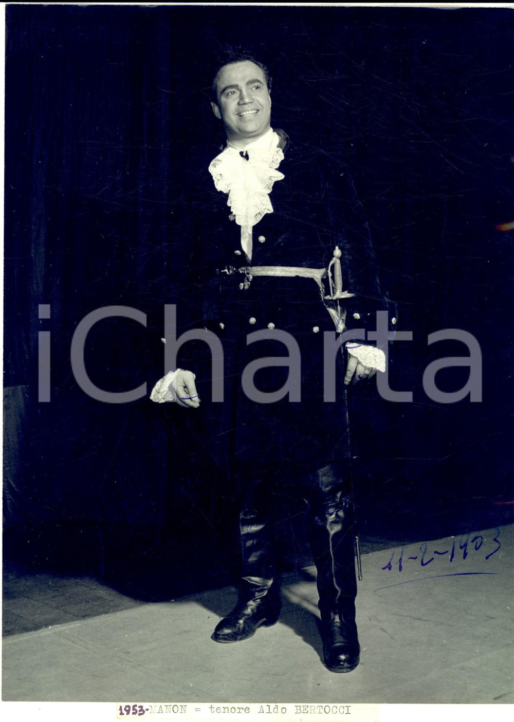 1953 BRESCIA Teatro Grande - Tenore Aldo BERTOCCI - Foto con autografo 18x24 