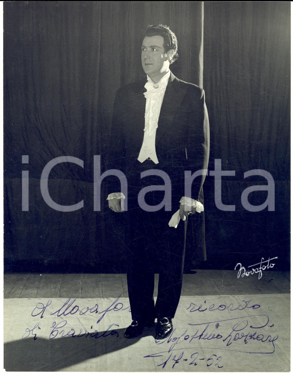 1952 BRESCIA LIRICA "Traviata" - Tenore Agostino LAZZARI - Foto con autografo
