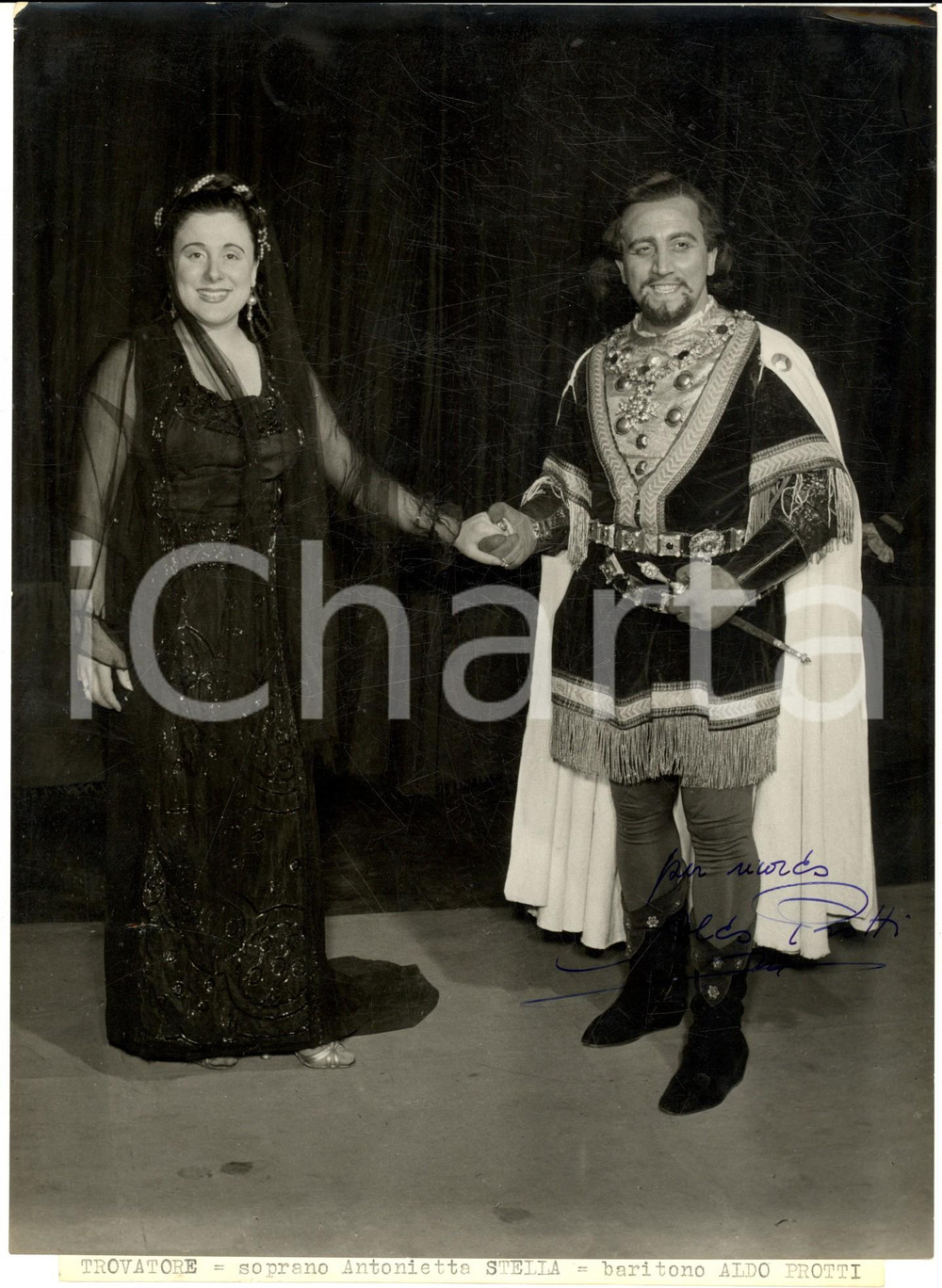 1953 BRESCIA LIRICA "Trovatore"- Baritono Aldo PROTTI - Foto AUTOGRAFO 18x24 cm