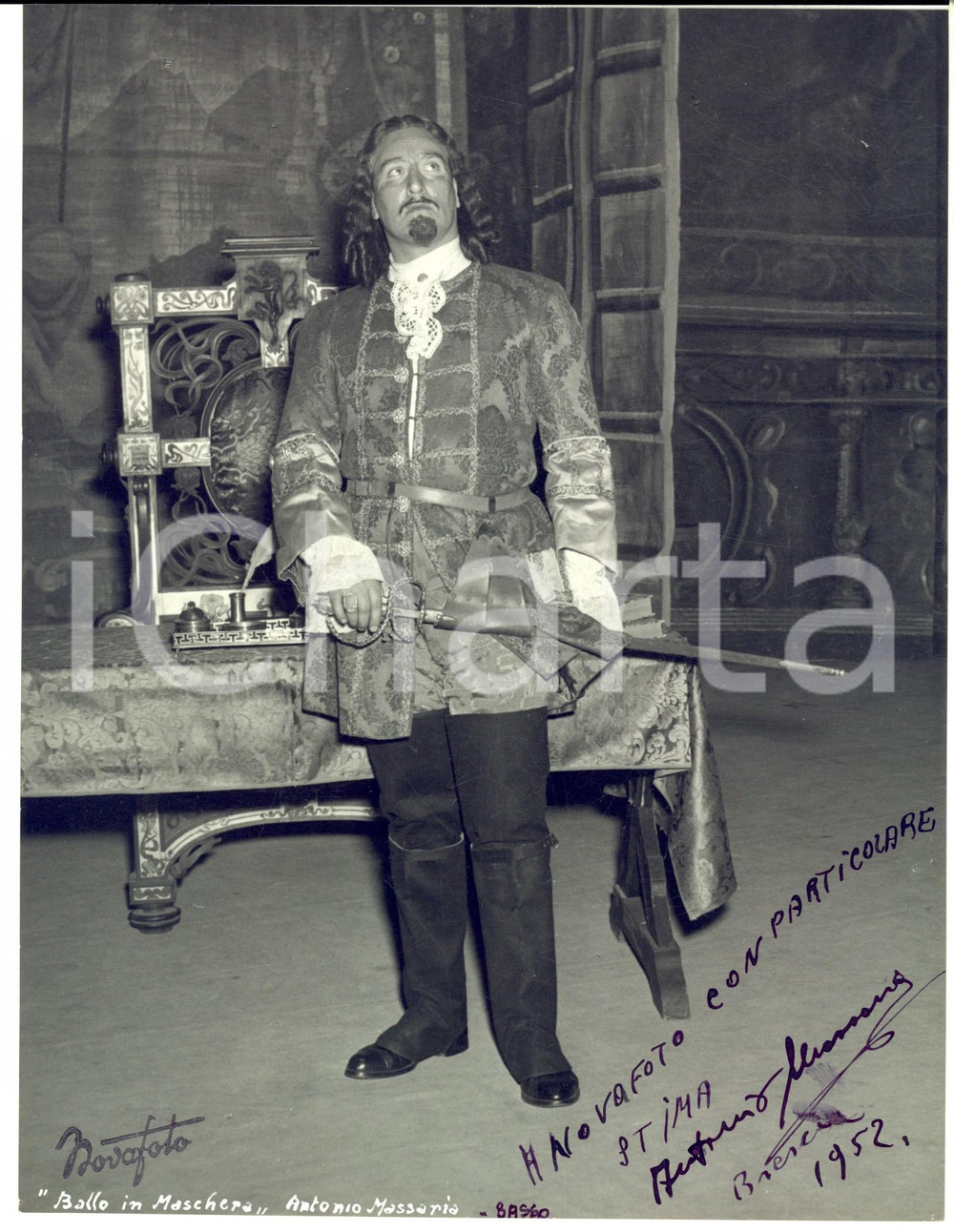 1952 BRESCIA LIRICA - Basso Antonio MASSARIA - Foto con autografo 18x24