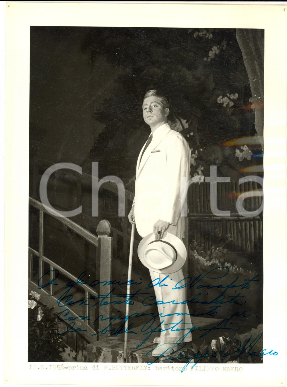 1954 BRESCIA "Madama Butterfly"- Baritono Filippo MAERO - Foto con autografo