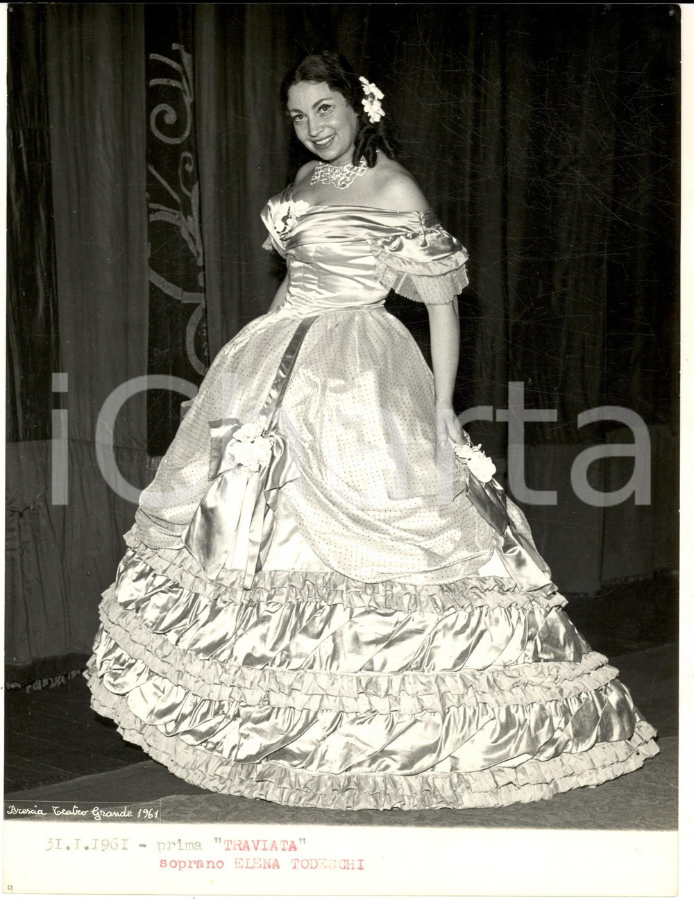 1961 BRESCIA "Traviata" Ritratto del soprano Elena TODESCHI *Foto 18x24 cm
