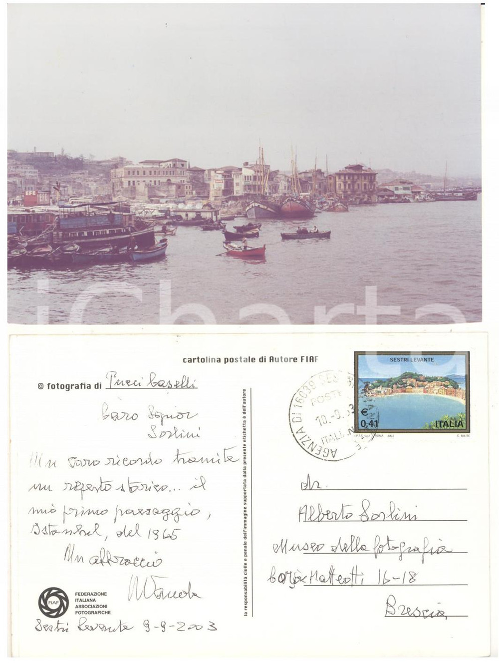 2003 SESTRI LEVANTE Cartolina FIAF da foto di Wanda TUCCI CASELLI - Autografo