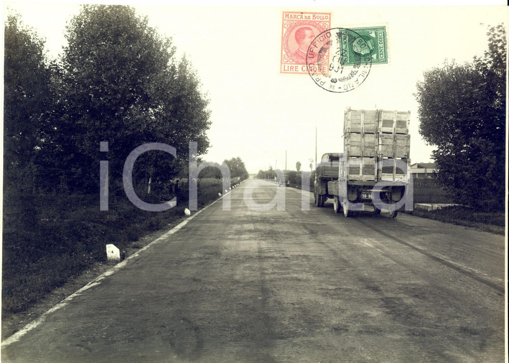 1931 Area di BERGAMO Autocarro con cassette fermo sulla statale *Foto