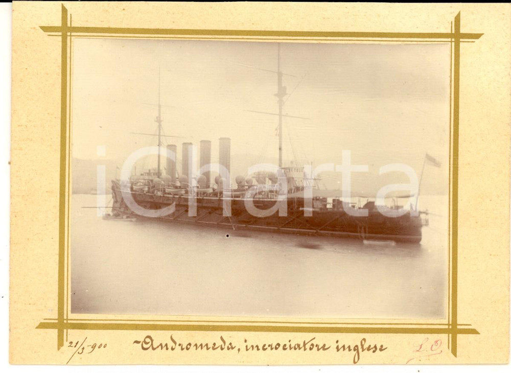 1900 ROYAL NAVY Incrociatore corazzato ANDROMEDA - Foto VINTAGE 15x11 cm