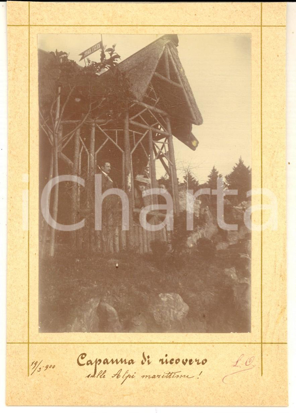 1900 ALPI MARITTIME Escursionisti presso capanna di ricovero *Foto VINTAGE 11x15