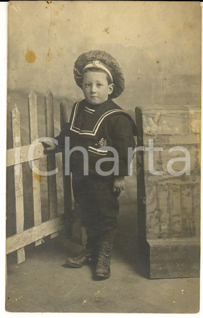 1920 ca COSTUME FRANCE (?) Ritratto di marinaretto *Foto cartolina VINTAGE