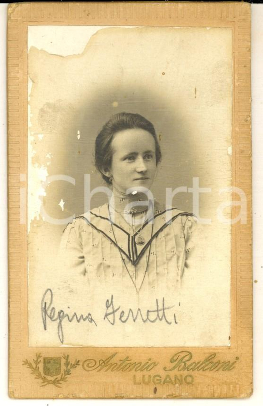 1910 ca LUGANO Ritratto di Regina FERRETTI *Foto Antonio BALCONI DANNEGGIATA