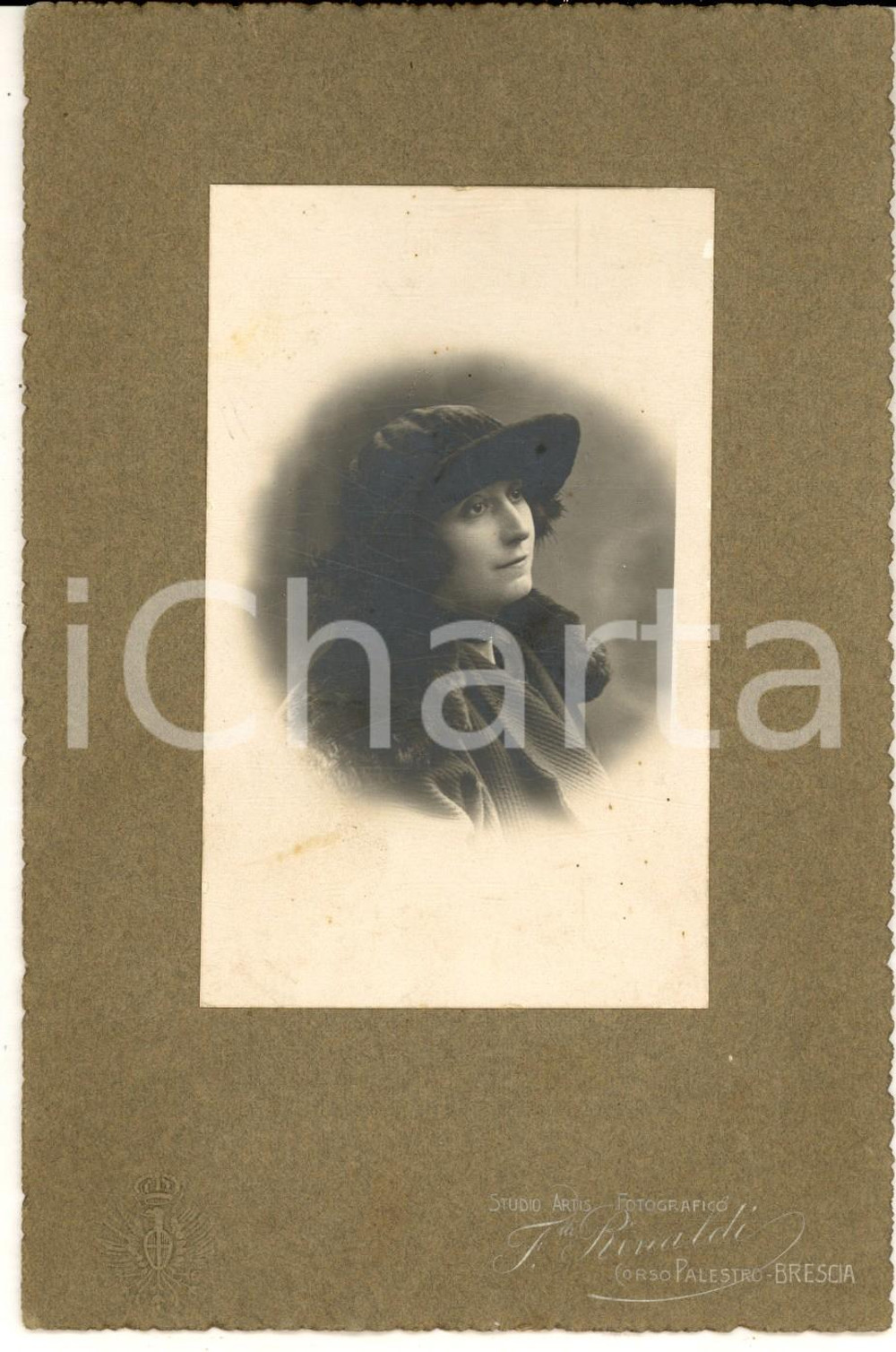 1910 ca BRESCIA Ritratto Maria CATTORI con il cappello *Foto F.LLI RINALDI 12x17