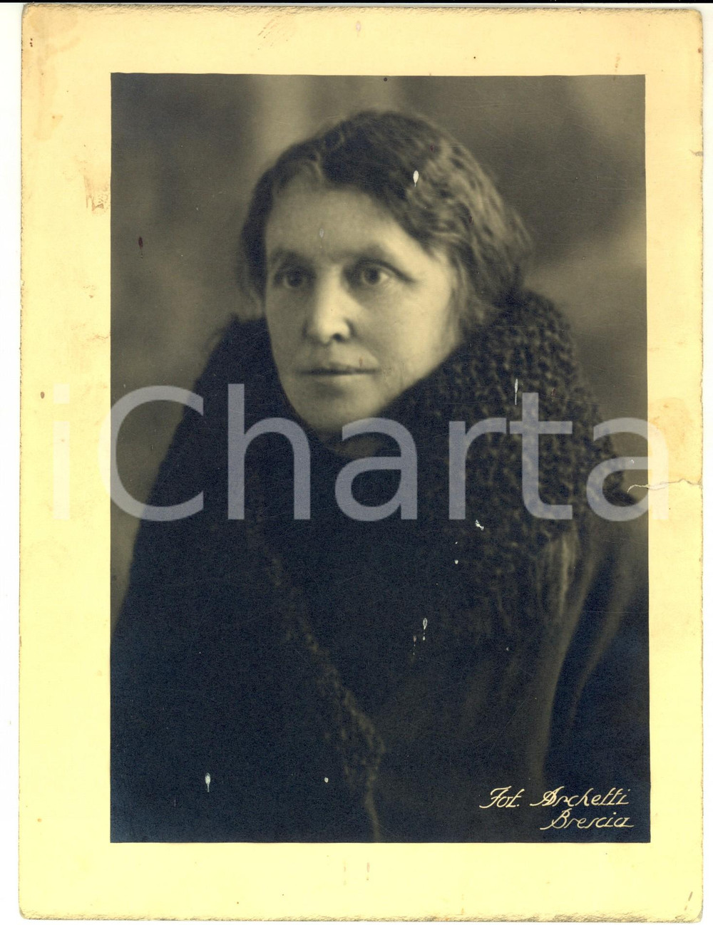 1900 ca BRESCIA Ritratto di donna con collo in pelliccia *Foto ARCHETTI 17x24 cm