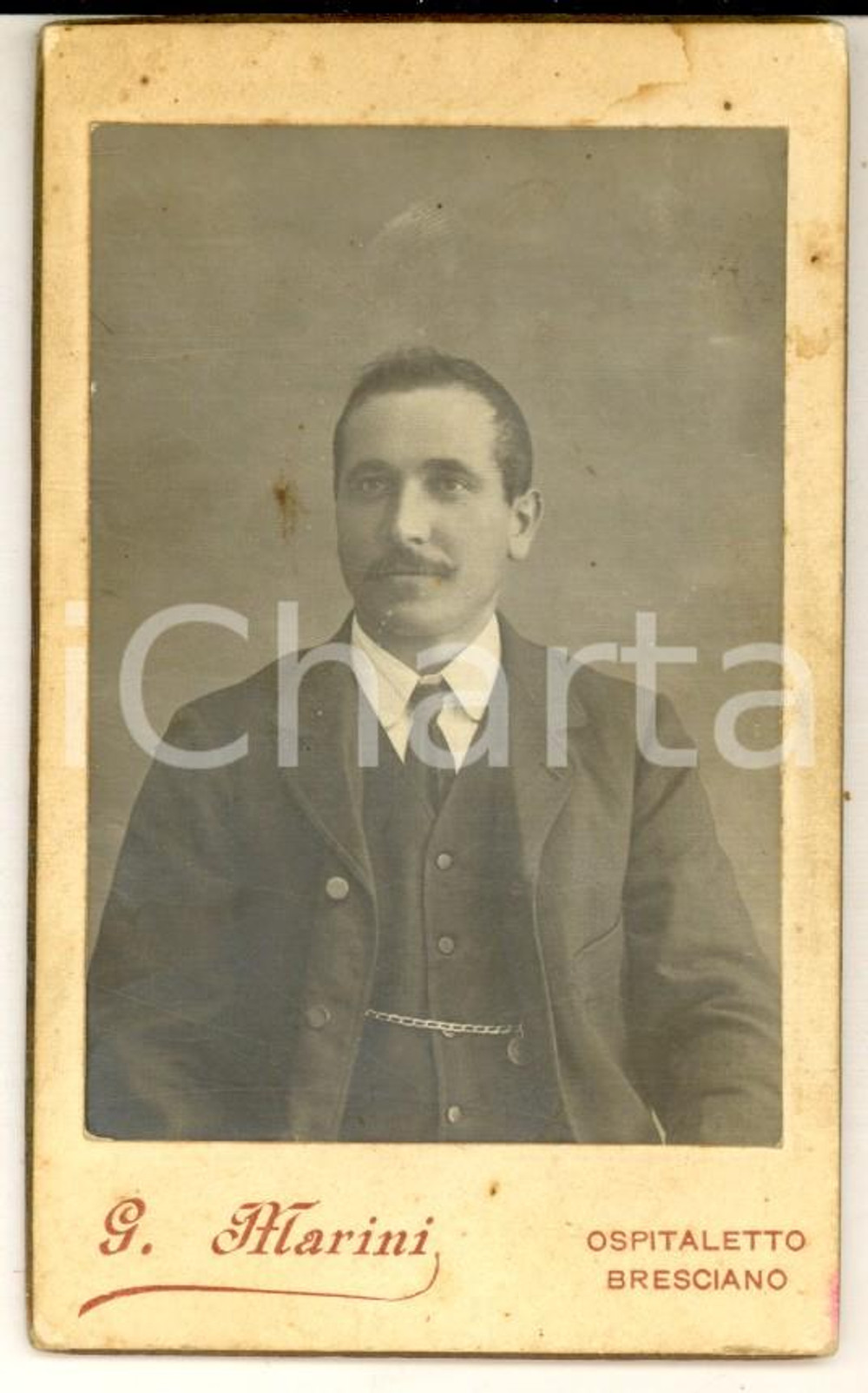 1910 ca OSPITALETTO BRESCIANO Ritratto di giovane uomo - Foto G. MARINI CDV